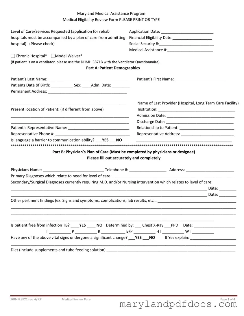 Fill Out Your 3871 Maryland Medicaid Template