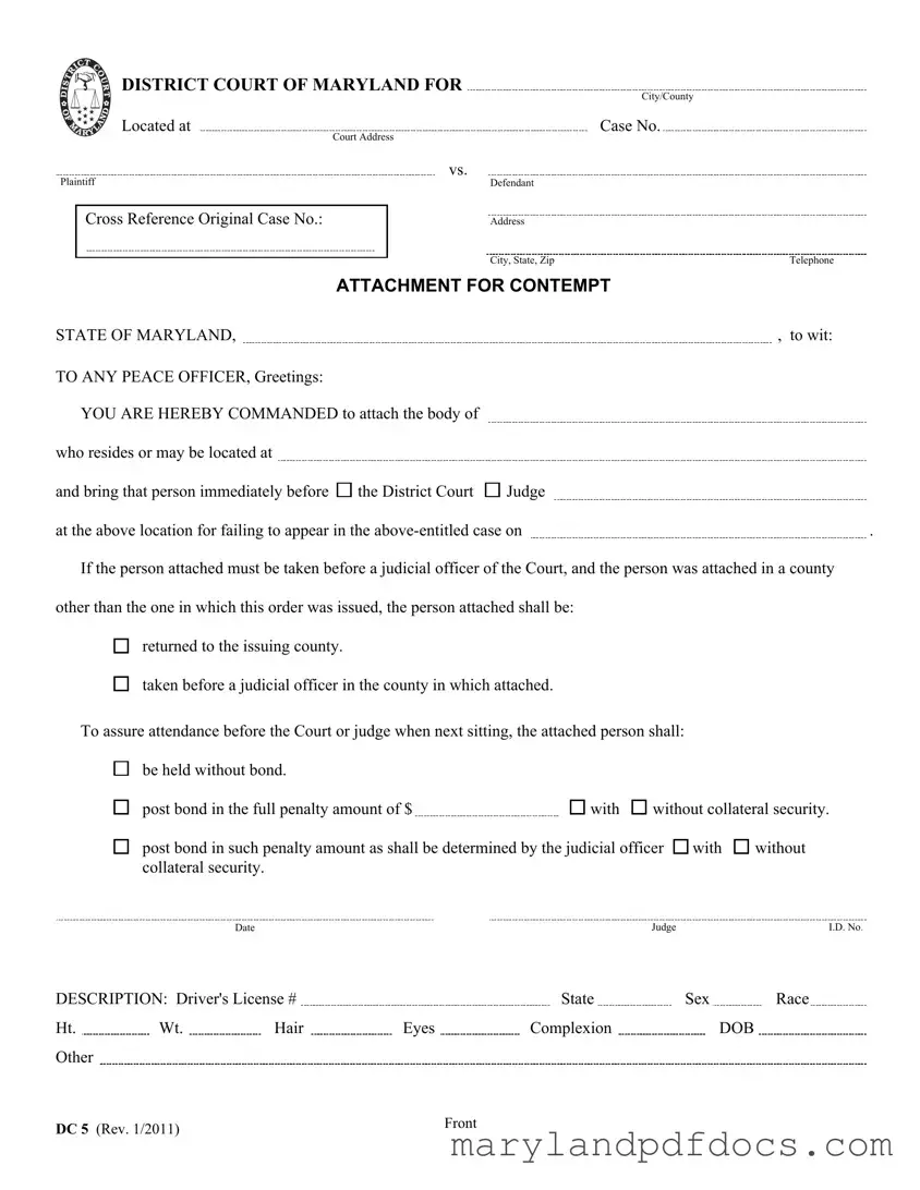 Fill Out Your Dc 5 Maryland Template