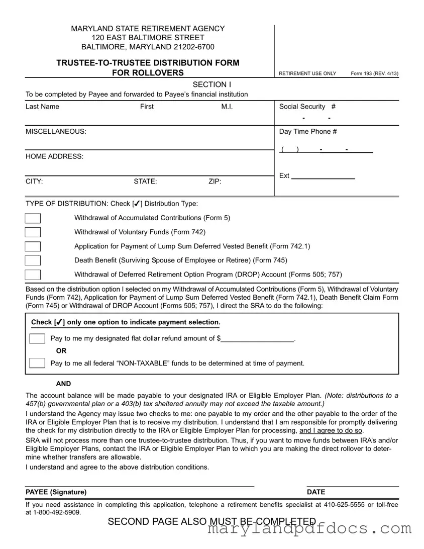 Fill Out Your Maryland 193 Template