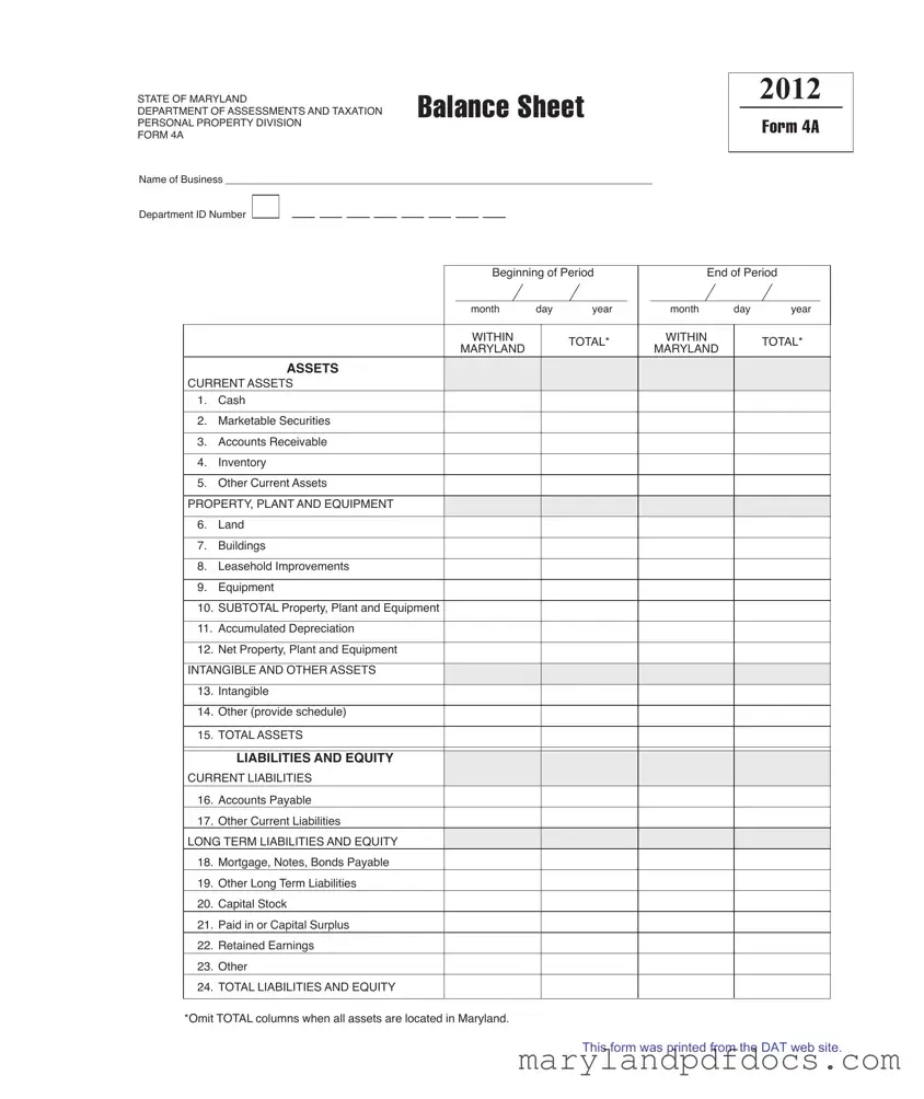 Fill Out Your Maryland 4A Template