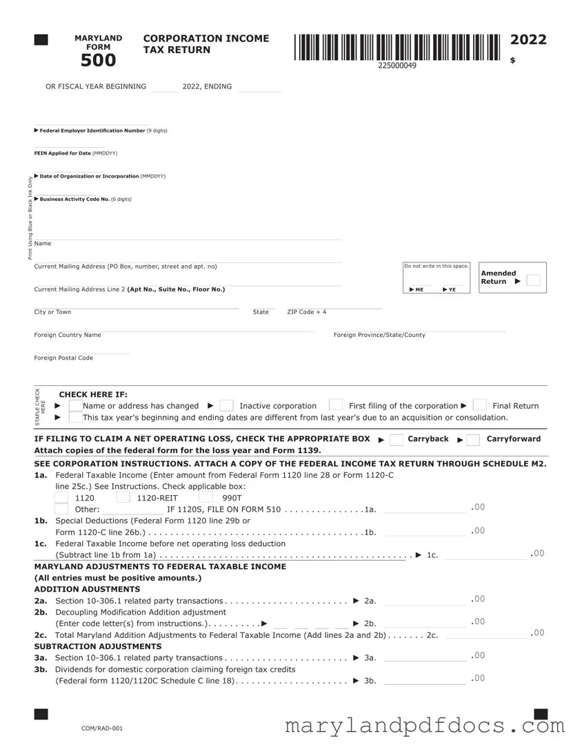Fill Out Your Maryland 500 Template