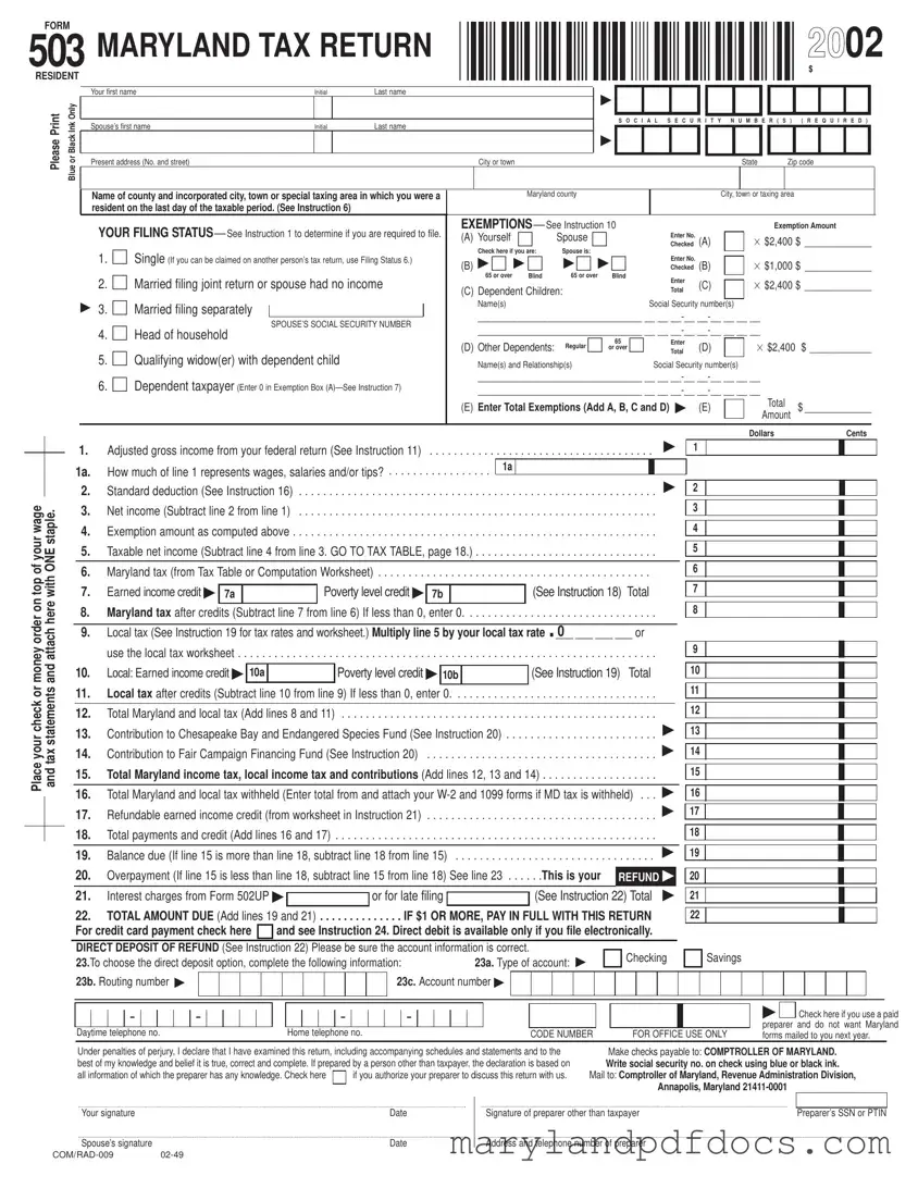 Fill Out Your Maryland 503 Template