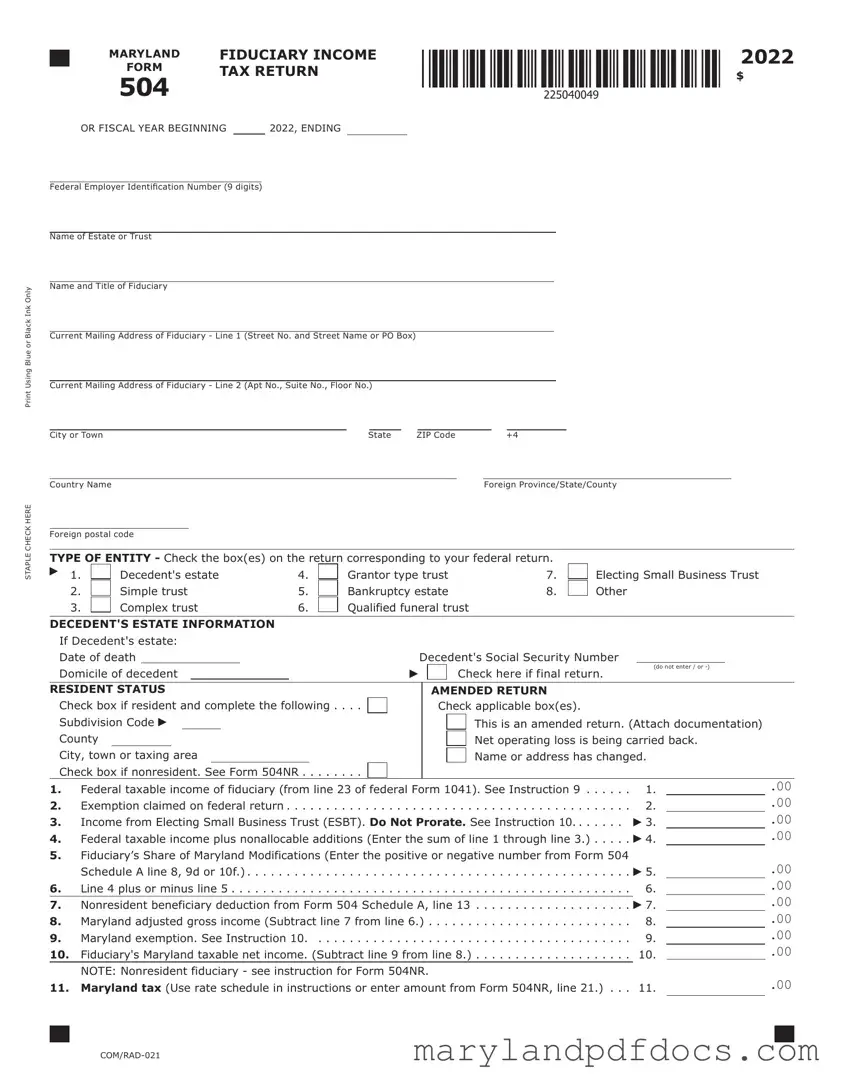 Fill Out Your Maryland 504 Template