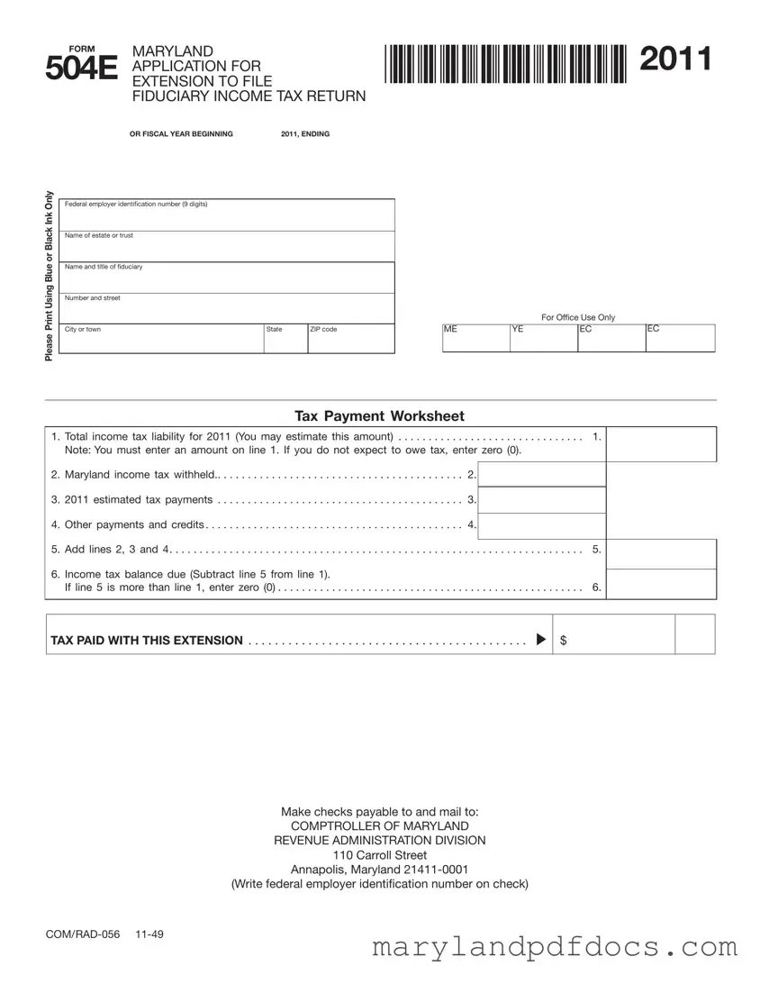 Fill Out Your Maryland 504E Template