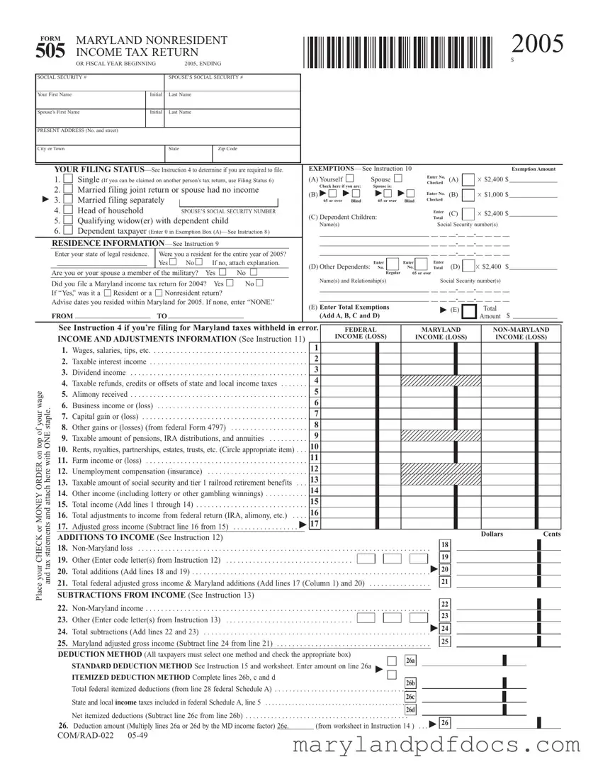 Fill Out Your Maryland 505 Template