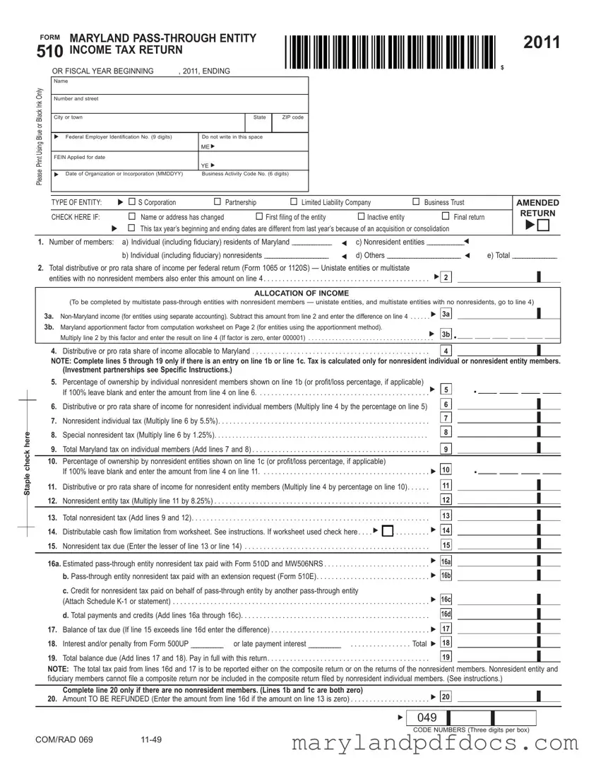 Fill Out Your Maryland 510 Template