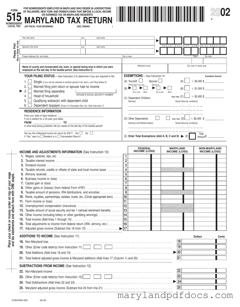 Fill Out Your Maryland 515 Template