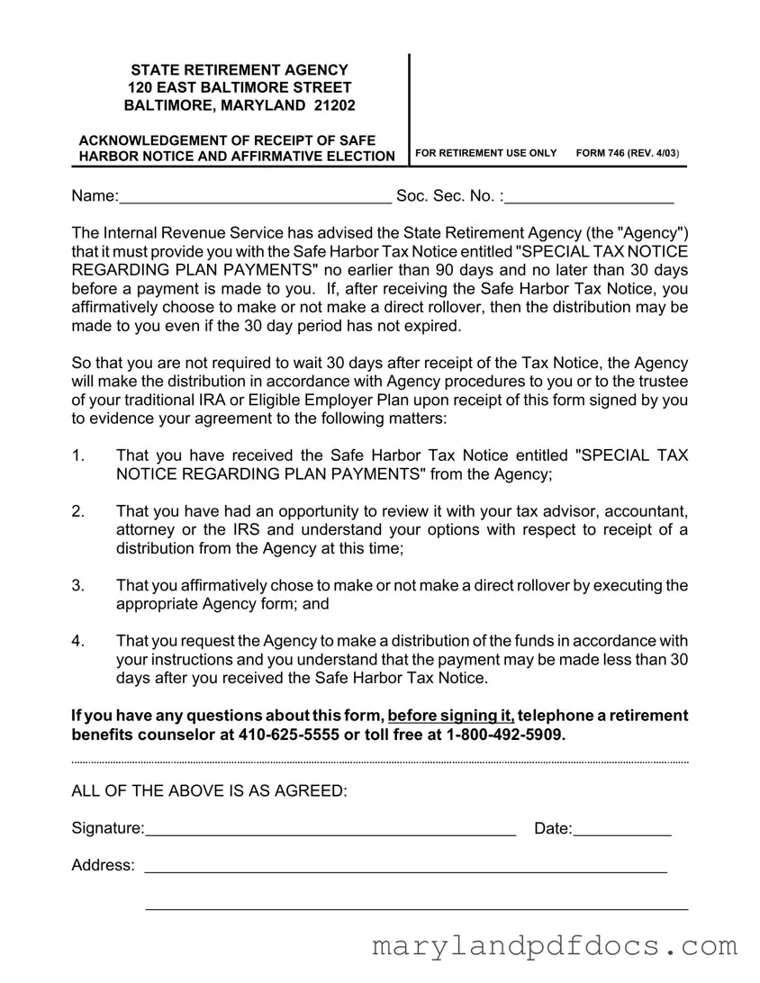 Fill Out Your Maryland 746 Template