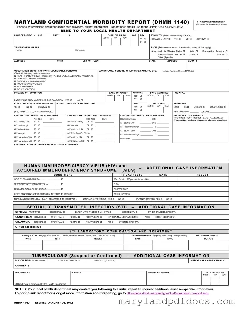 Fill Out Your Maryland Confidential Morbidity Report Template
