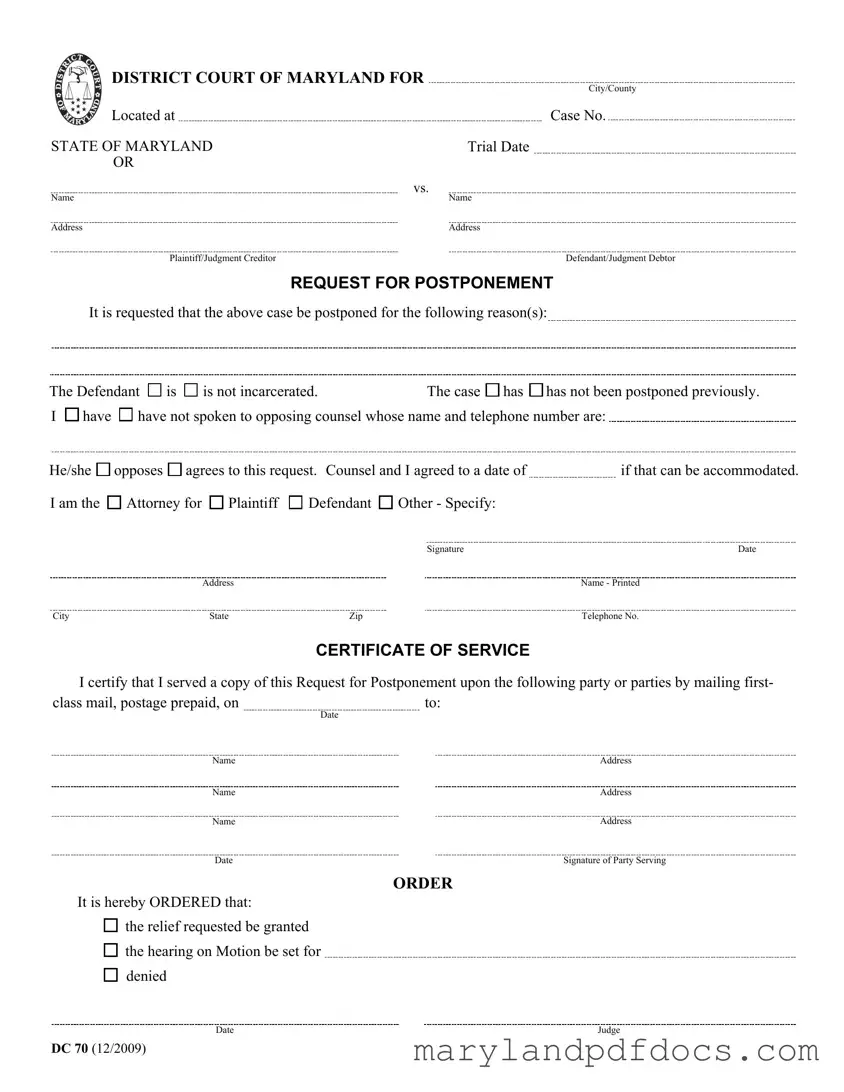 Fill Out Your Maryland Dc 70 Template