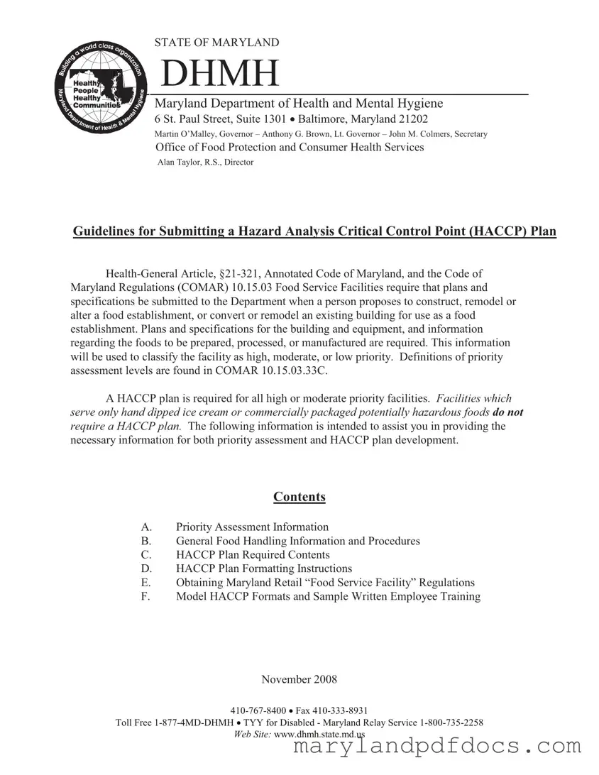 Fill Out Your Maryland Haccp Plan Template