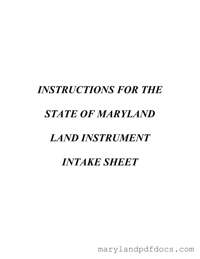 Fill Out Your Maryland Intake Sheet Template