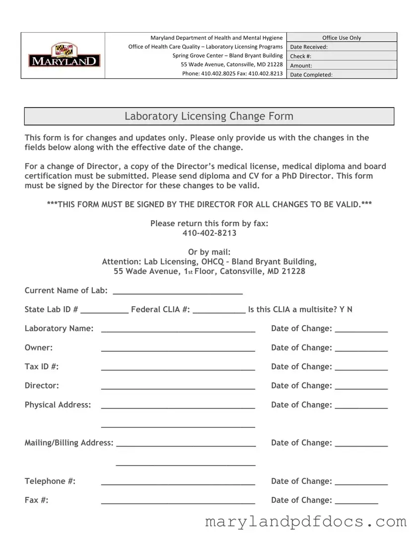 Fill Out Your Maryland Laboratory Licensing Template
