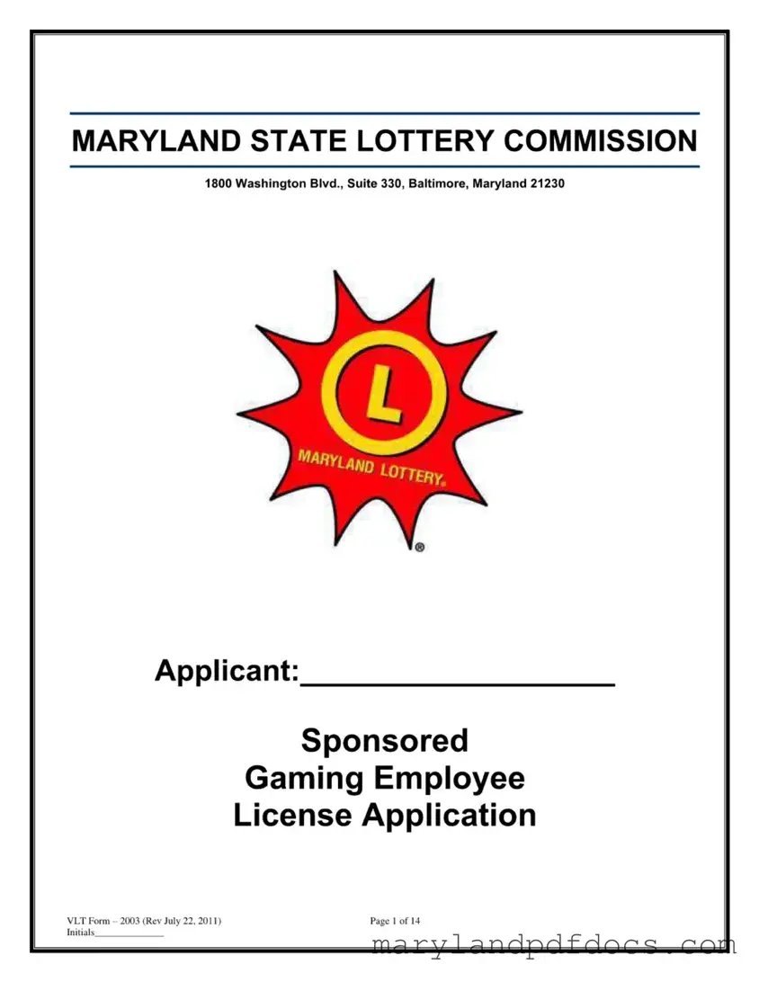 Fill Out Your Maryland Lottery License Template