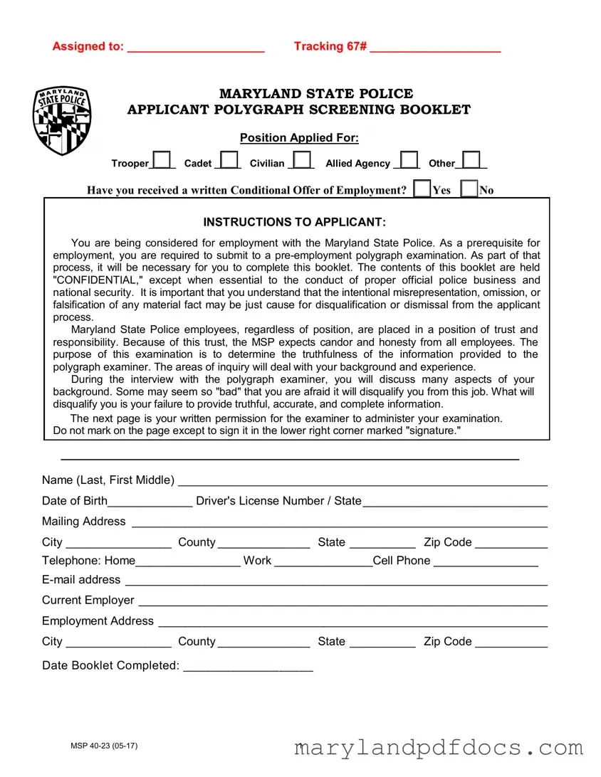 Fill Out Your Maryland Polygraph Police Template
