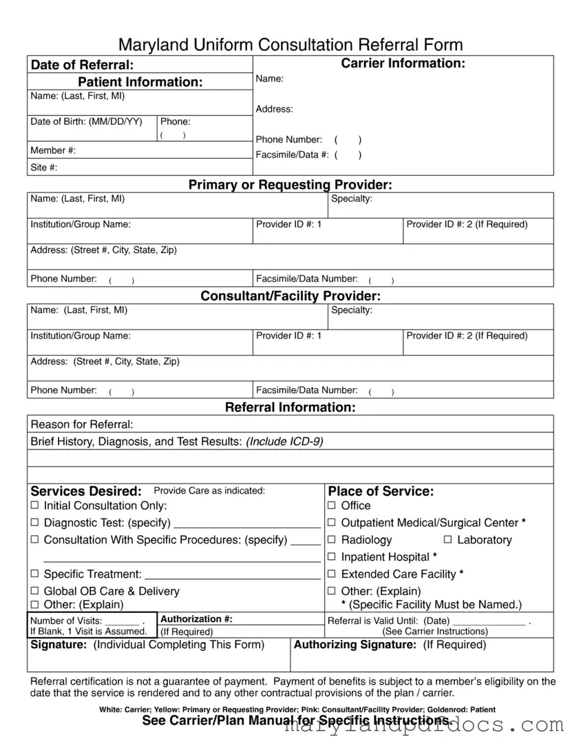 Fill Out Your Maryland Referral Template