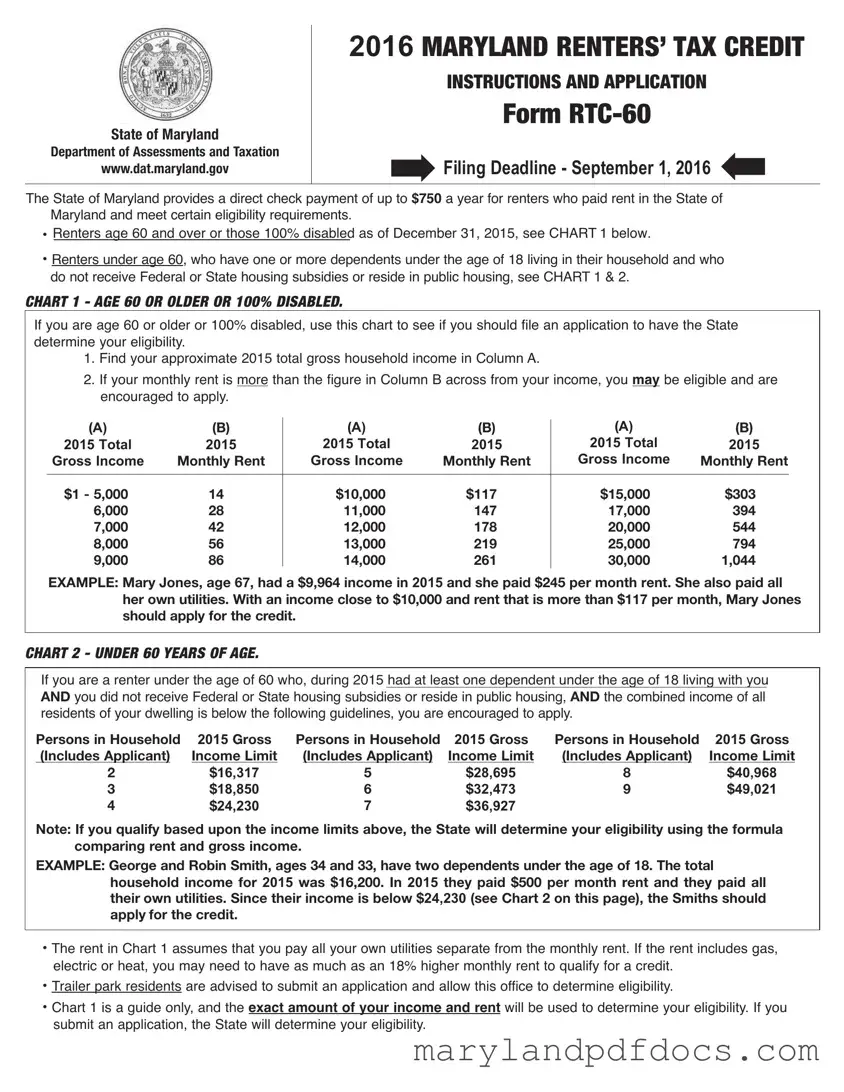Fill Out Your Maryland Rtc 60 Template