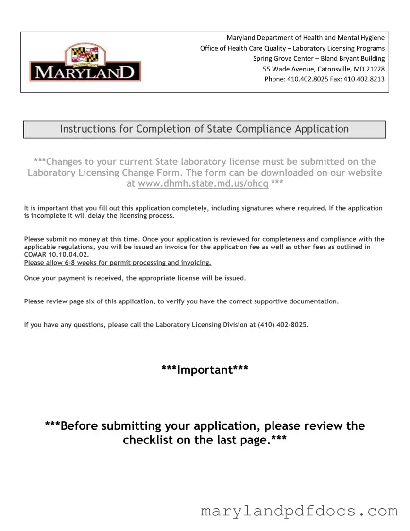 Fill Out Your Maryland State Compliance Application Template