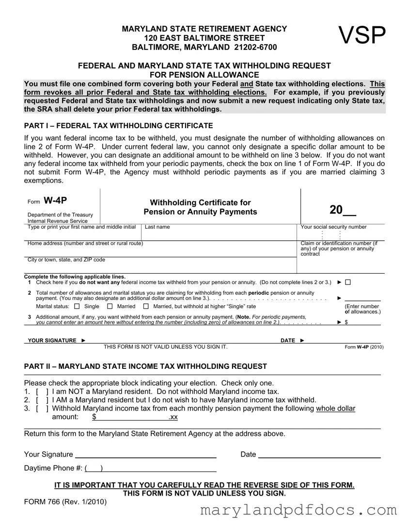 Fill Out Your Maryland Tax 766 Template