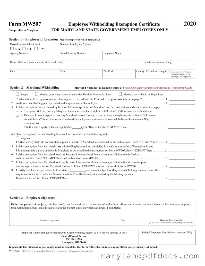 Fill Out Your Maryland W4 Template
