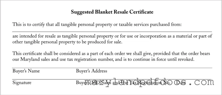 Fill Out Your Resale Certificate Maryland Template