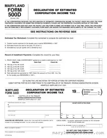 Fill Out Your Maryland 500D Template