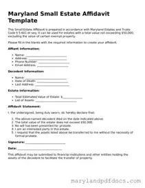 Printable Maryland Small Estate Affidavit Template