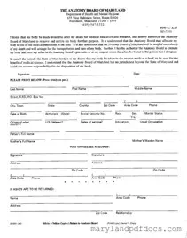 Fill Out Your Maryland Anatomy Template