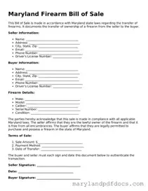 Printable Maryland Firearm Bill of Sale Template