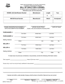 Fill Out Your Maryland Boat Bill of Sale DNR B-118 Template