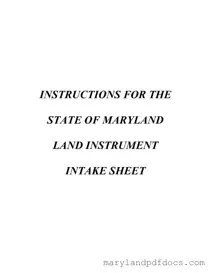 Fill Out Your Maryland Intake Sheet Template