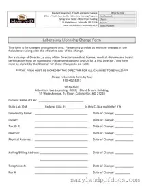 Fill Out Your Maryland Laboratory Licensing Template