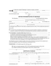 Fill Out Your Maryland Modification Sentence Template