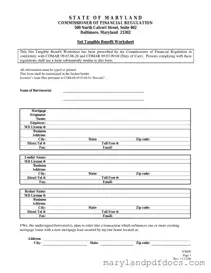 Fill Out Your Maryland Net Tangible Benefit Worksheet Template