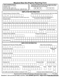 Fill Out Your Maryland New Hire Template
