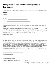 Printable Maryland Deed Template