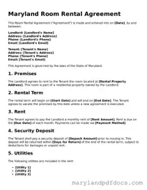 Printable Maryland Room Rental Agreement Template