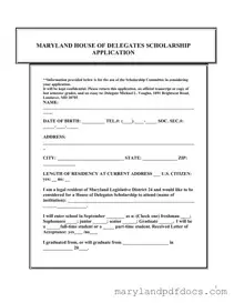 Fill Out Your Maryland Scholarship Application Template