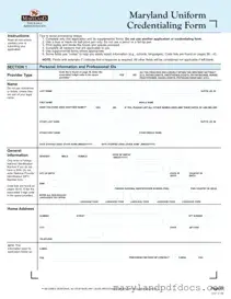 Fill Out Your Maryland Uniform Credentialing Template