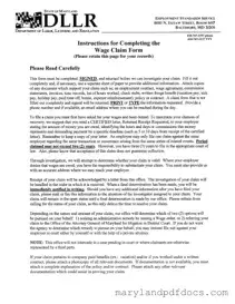 Fill Out Your Maryland Wage Claim Template