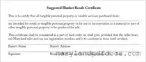 Fill Out Your Resale Certificate Maryland Template