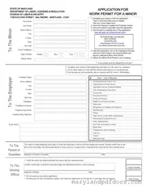 Fill Out Your Workers Permit Maryland Template